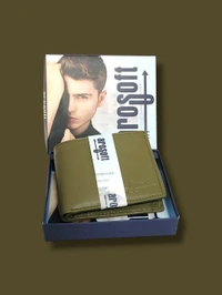 AROSOFT MEN'S ORIGINAL LEATHER WALLET - Olive