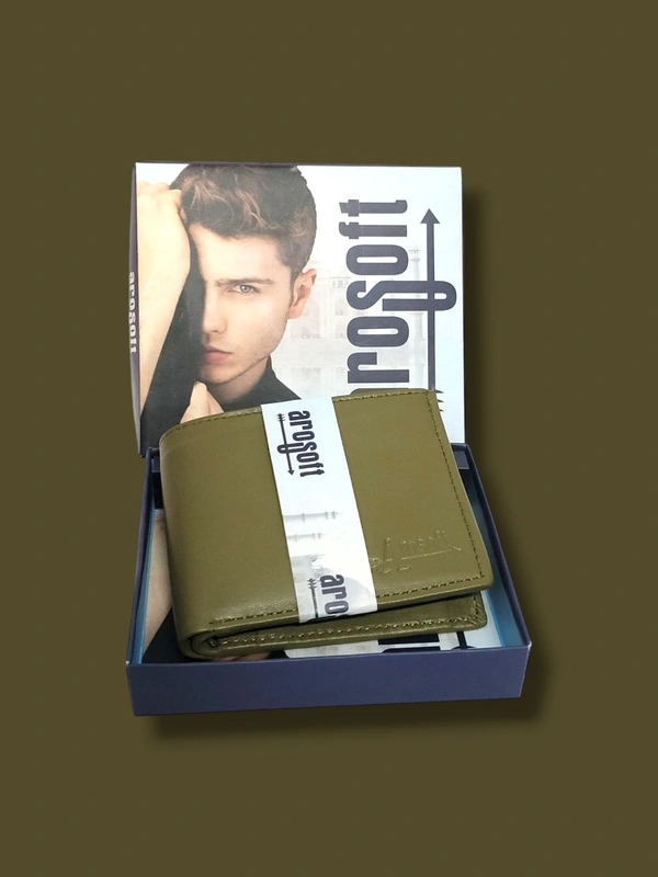AROSOFT MEN'S ORIGINAL LEATHER WALLET - Olive