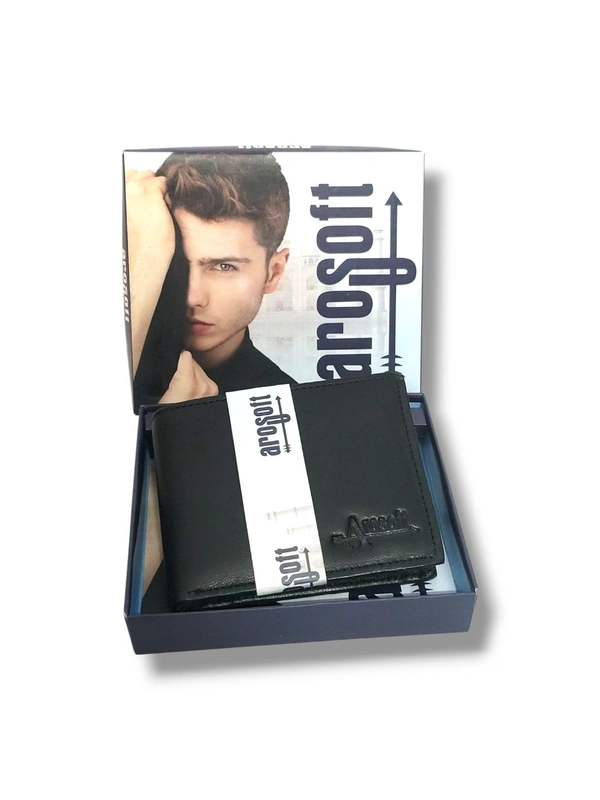 AROSOFT MEN'S ORIGINAL LEATHER WALLET - Black