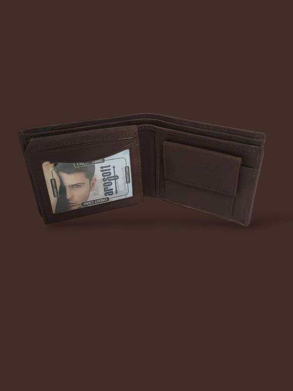 AROSOFT MEN'S ORIGINAL LEATHER WALLET - Dark brown