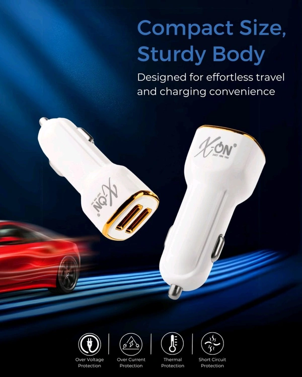 X-ON 3.4A CAR CHARGER WITH CABLE - TYPE-C CABLE