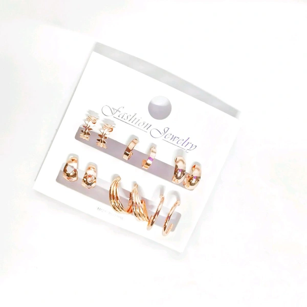 Earring Combo Of 6 Pair Rose Gold