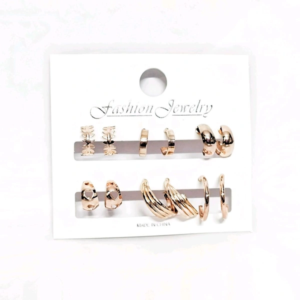 Earring Combo Of 6 Pair Rose Gold