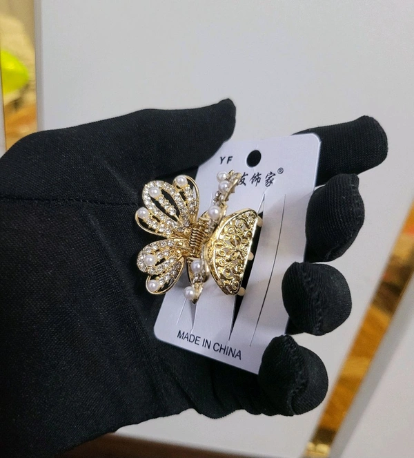 New Cute Stone Studded Butterfly Designed Hair Clip