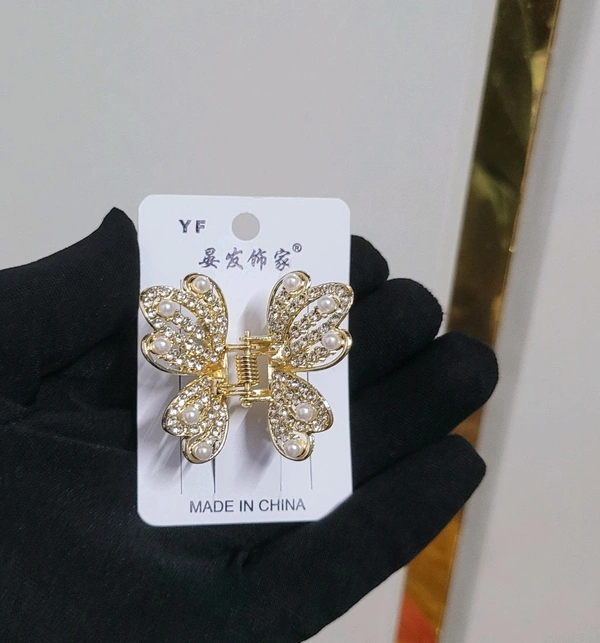 New Cute Stone Studded Butterfly Designed Hair Clip