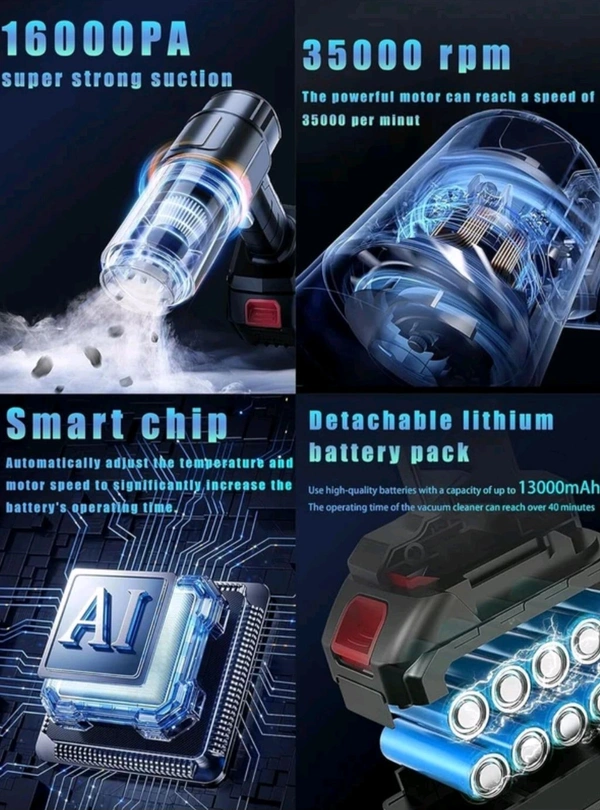 High Power Car Vacuum Cleaner Blow Up Pump Long Battery Wireless Household Small Vacuum Cleaner