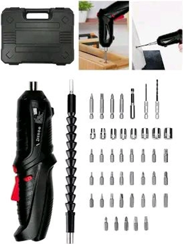 Electric Screwdriver 3.6V 1300mAh Cordless Rechargeable 44pcs Screwdriver Bit Set Front LED Light Drill Machine