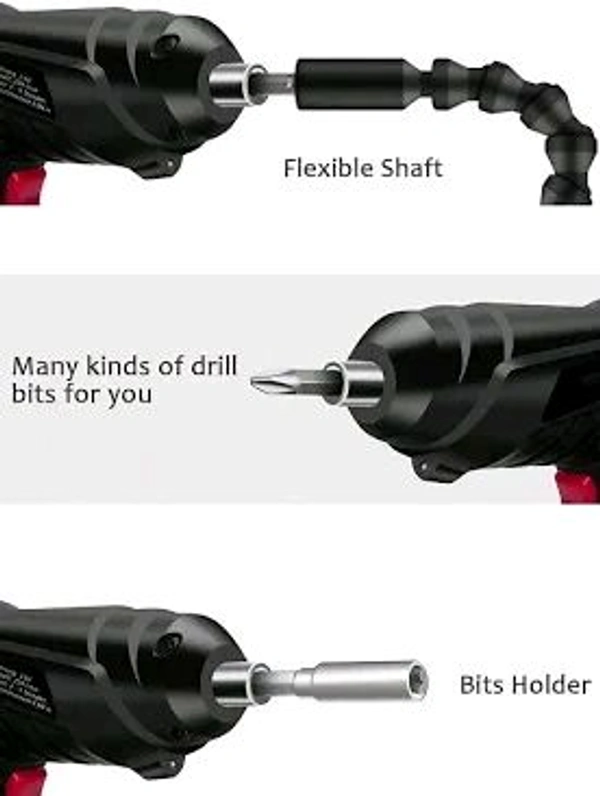 Electric Screwdriver 3.6V 1300mAh Cordless Rechargeable 44pcs Screwdriver Bit Set Front LED Light Drill Machine