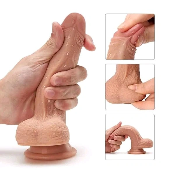 Realistic Dildo with Strong Two Layer Silicone Suction Cup - 6 inches