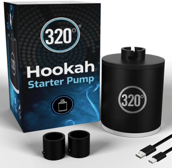 320 Electric Hookah Pump - 1300 mAh Rechargeable Battery with LED Light - Universal Shisha Starter Kit Helper 