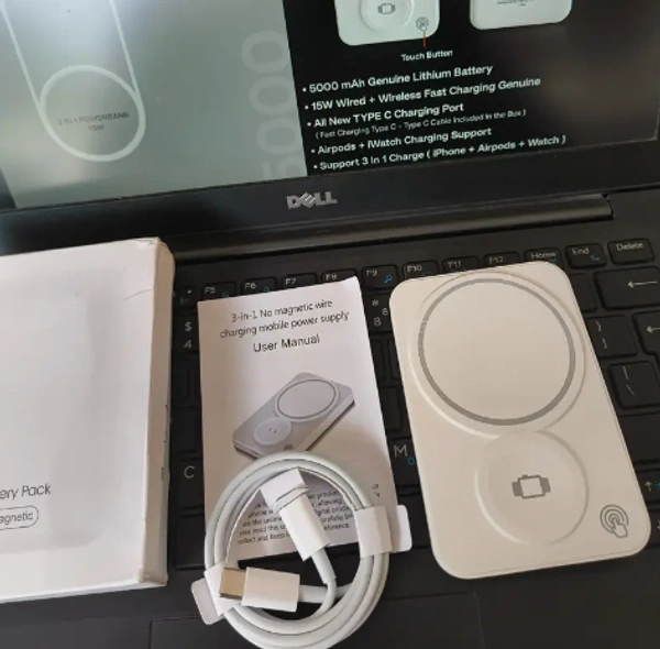 Magsafe 5000mAh Dual Wireless Power Bank With Type-C Port