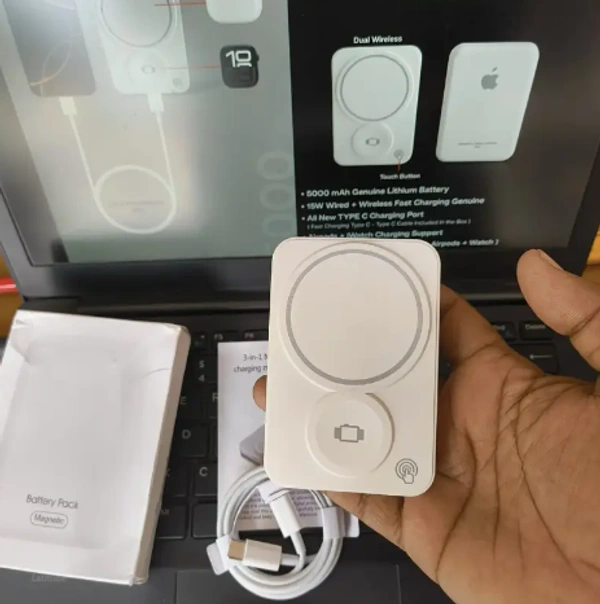 Magsafe 5000mAh Dual Wireless Power Bank With Type-C Port