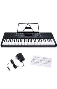 JUAREZ Octavé JRK660 61-Key Electronic Teaching Keyboard Piano with LED Display | Adapter | Key Note Stickers |Music Sheet Stand| 200 Rhythms | 200 Timbres |40 Demos|USB Output|8 Percussions, With MIC