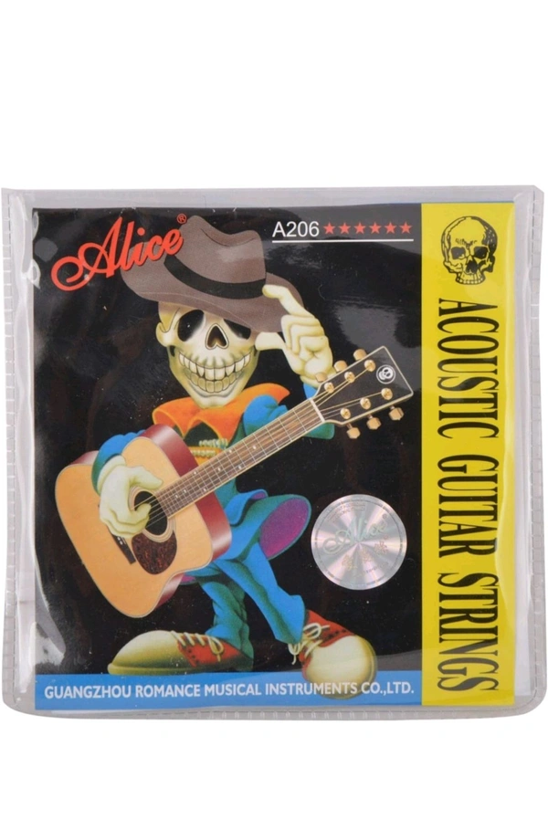 ALICE A206 Acoustic Guitar String Full Set, Staninless Steel Plain String, Copper Alloy Winding, (Phosphor Bronze Color) Anti-Rust Coating