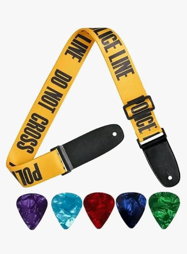 FLARE Guitar Strap for Acoustic Adjustable Buckle Electric Guitar Strap Polyester Guitar Belt For Acoustic/Bass/Electric Guitar with 5 Picks
