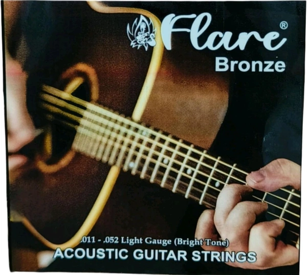 Flare Bronze Acoustic Guitar Strings Set, Light Gauge