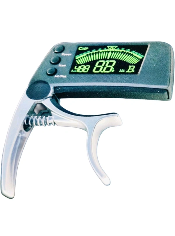 Flare 2 in1 Guitar and Ukulele Chromatic Tuner cum Capo for Professional Use, Guitar Capo and Tuner (Silver)