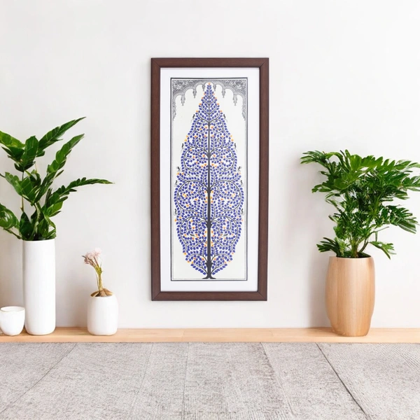 Exquisite Pattachitra Tree of Life on Tussar Silk | Handprinted Painting