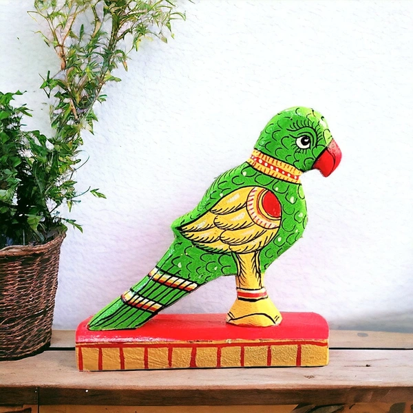 Hand Carved Wooden Parrot | Parrot Showpiece | Quirky Home Decor | Ecofriendly & Sustainable decor