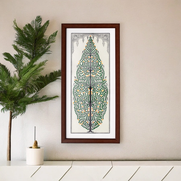 Hand Printed Pattachitra Tree of Life on Tussar Silk Painting