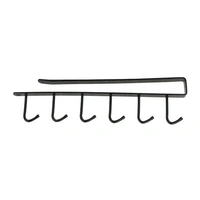 1 Pack Hanging Hooks Rack Under Cupboard Cabinet Cup Holder Coffee Mug Holder 6 Hooks Drilling Free Coffee Cups Holder Kitchen Utensil Storage Organizer Hook Rack