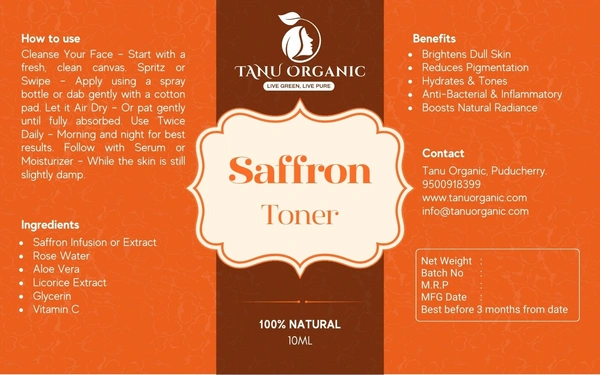 Saffron Toner - 100ml