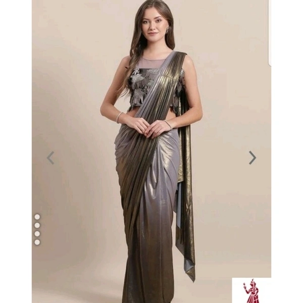 VASTREMATE Grey & Brown Dual Tone Shimmer Colourblocked Ready To Wear Saree - Free size