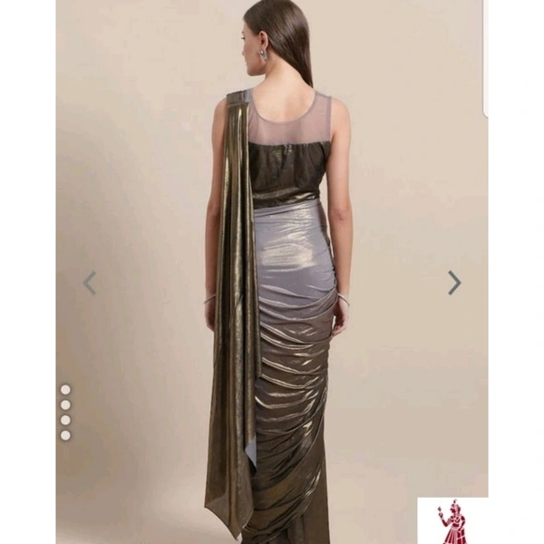 VASTREMATE Grey & Brown Dual Tone Shimmer Colourblocked Ready To Wear Saree - Free size