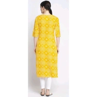VASTREMATE Women Cotton A-Line Printed YELLOW Kurti - XXL