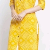 VASTREMATE Women Cotton A-Line Printed YELLOW Kurti - XXL