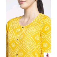 VASTREMATE Women Cotton A-Line Printed YELLOW Kurti - XXL