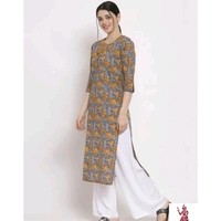 VASTREMATE Women Cotton Printed Straight Kurti - M