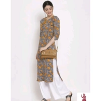 VASTREMATE Women Cotton Printed Straight Kurti - M