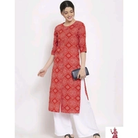 VASTREMATE Women Cotton Printed Straight Kurti - S