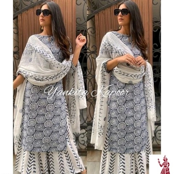 Rayon A-Line Kurti With Plazzos - XXL