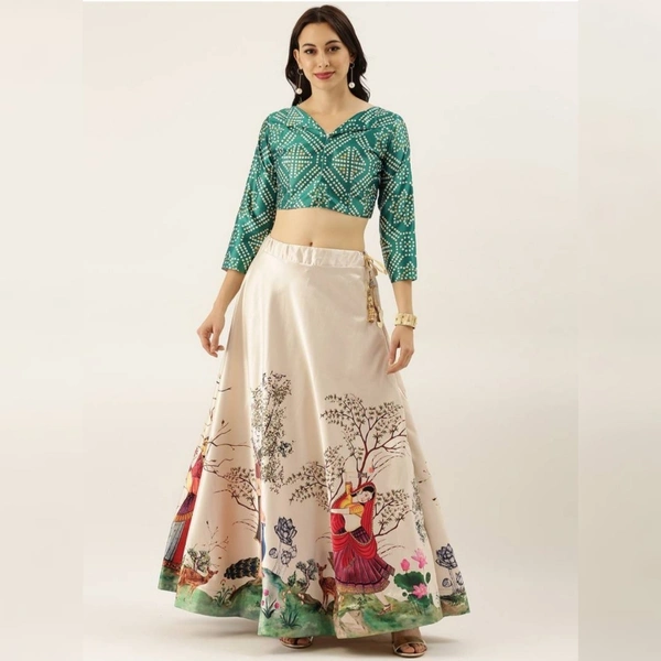 Zari Rajwadi Modern Party Lahenga - semi-stiched