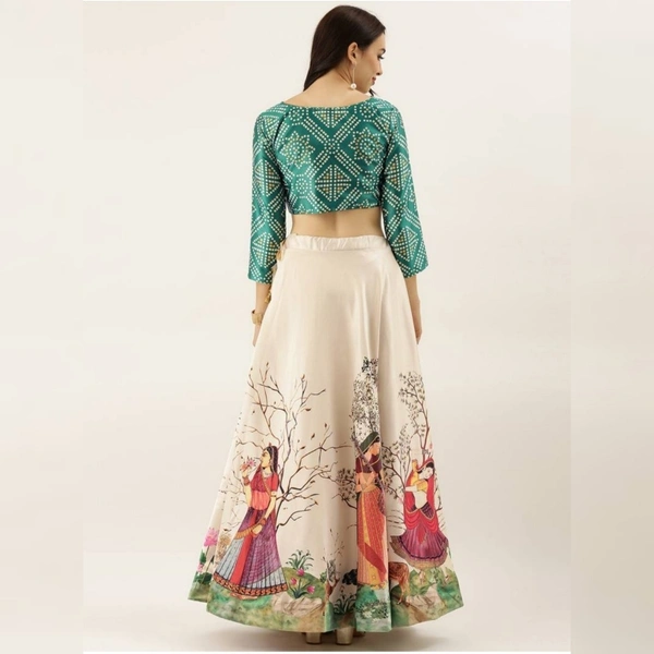 Zari Rajwadi Modern Party Lahenga - semi-stiched