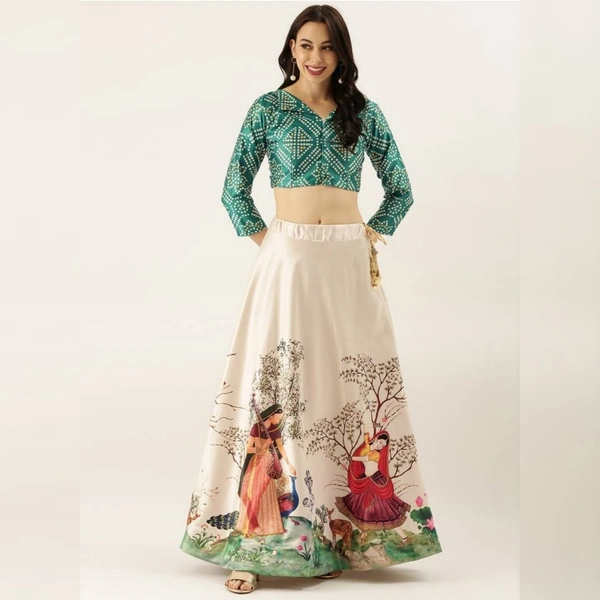 Zari Rajwadi Modern Party Lahenga - semi-stiched