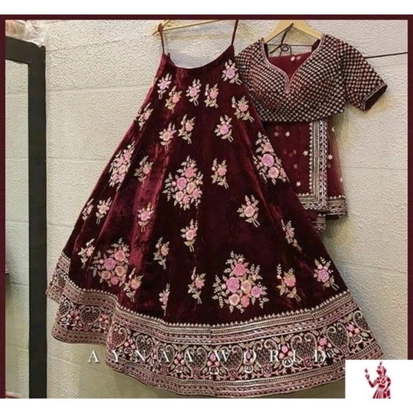 319 Maroon Lahenga - Free size