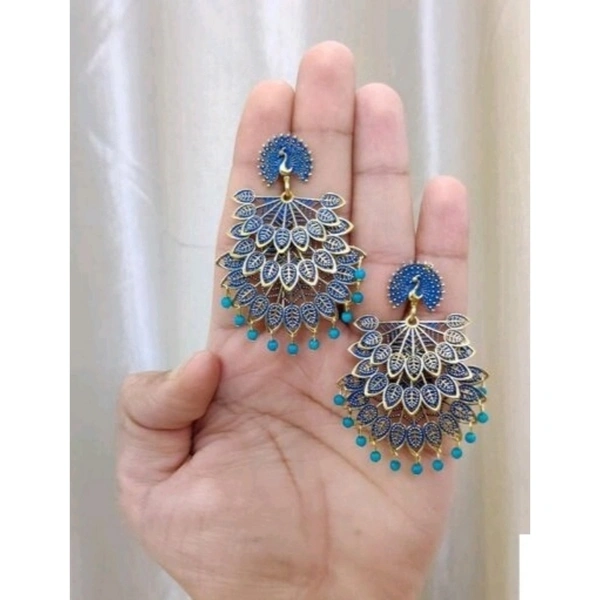 Beautiful 3 layered colorful peacock earrings