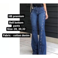 Bell Bottom Denium Jeans For Girls - 28