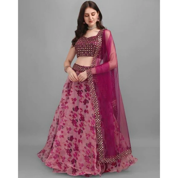 Flower Lahenga Series  - Semi Stiched