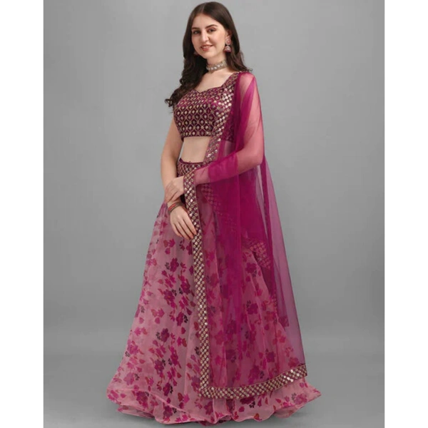 Flower Lahenga Series  - Semi Stiched