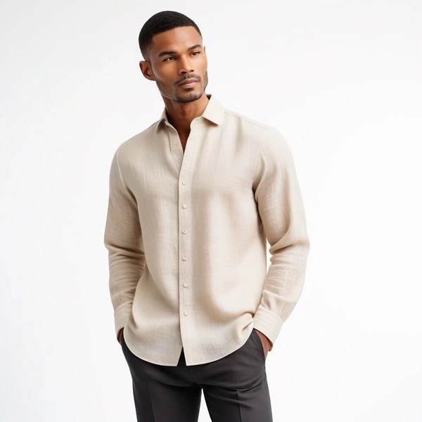 Regular Fit Linen Shirt - L, Beige