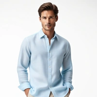 Regular Fit Linen Shirt - L, Anakiwa Blue