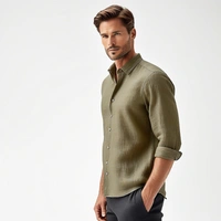 Regular Fit Linen Shirt - L, Olive