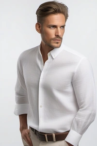 Regular Fit Linen Shirt - 34, White