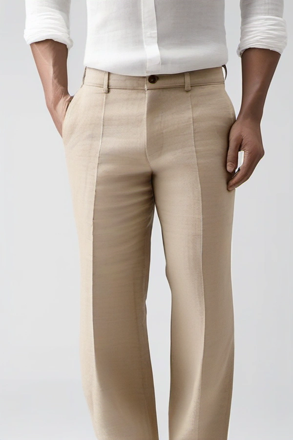 Regular Fit Linen Trouser - 32, Beige
