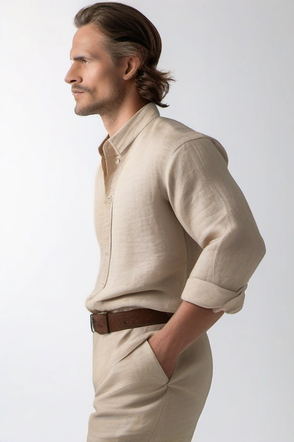 Regular Fit Linen Trouser - 32, Beige