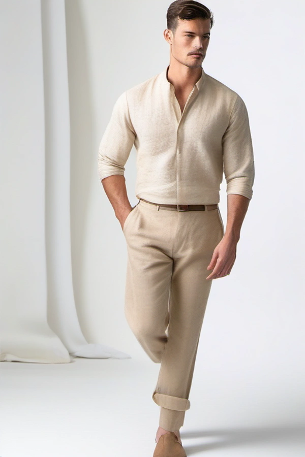 Regular Fit Linen Trouser - 32, Beige